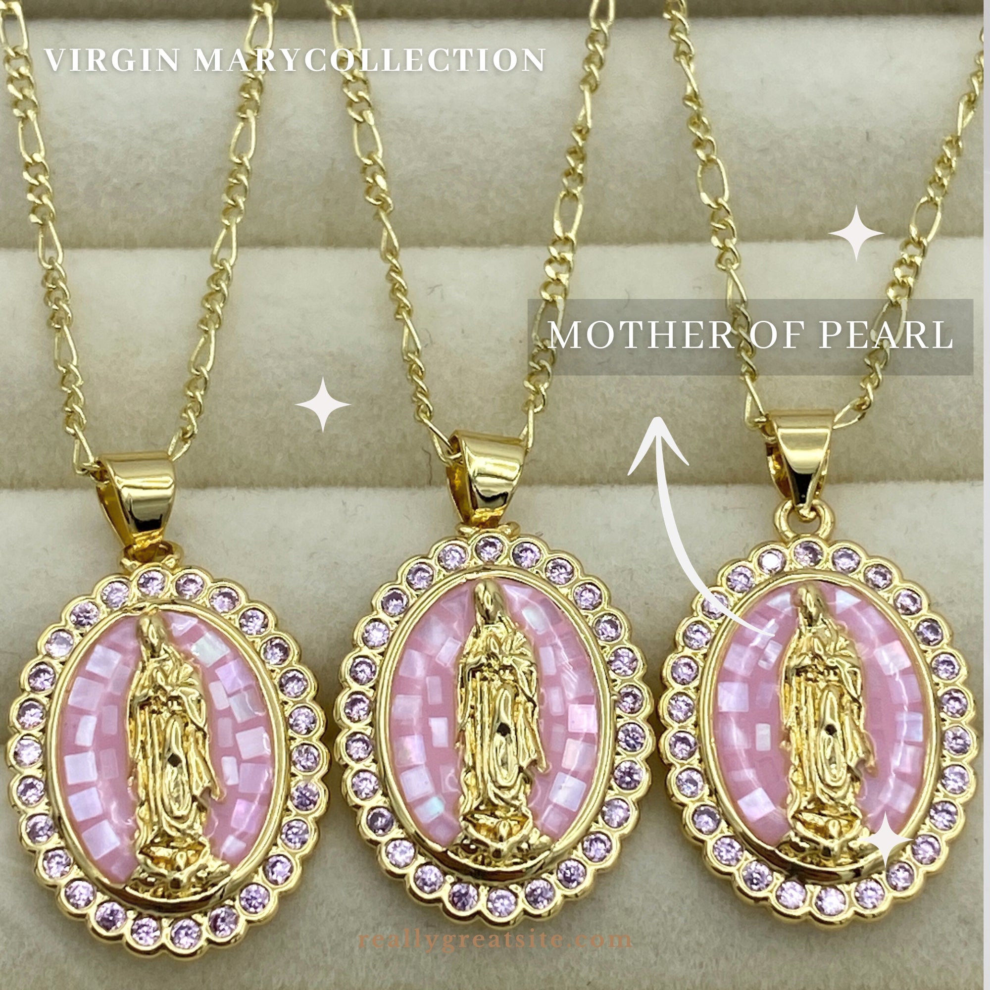 Virgin Mary Necklace | Mother of pearl