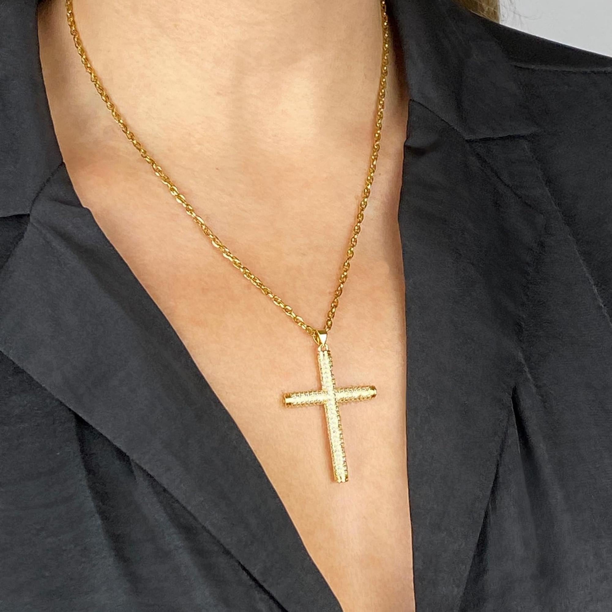 Stainless steel cross necklace women