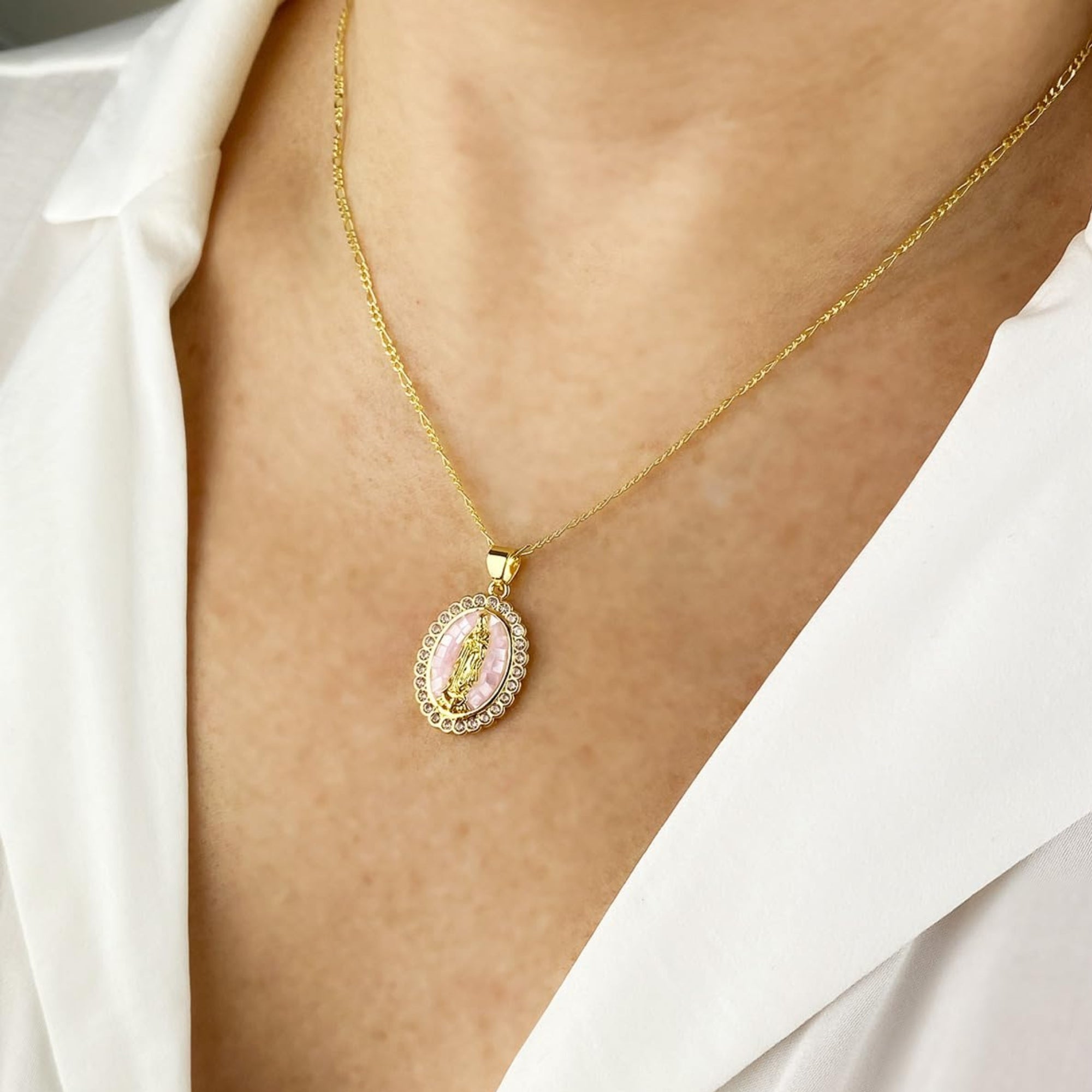Virgin Mary Necklace | Mother of pearl