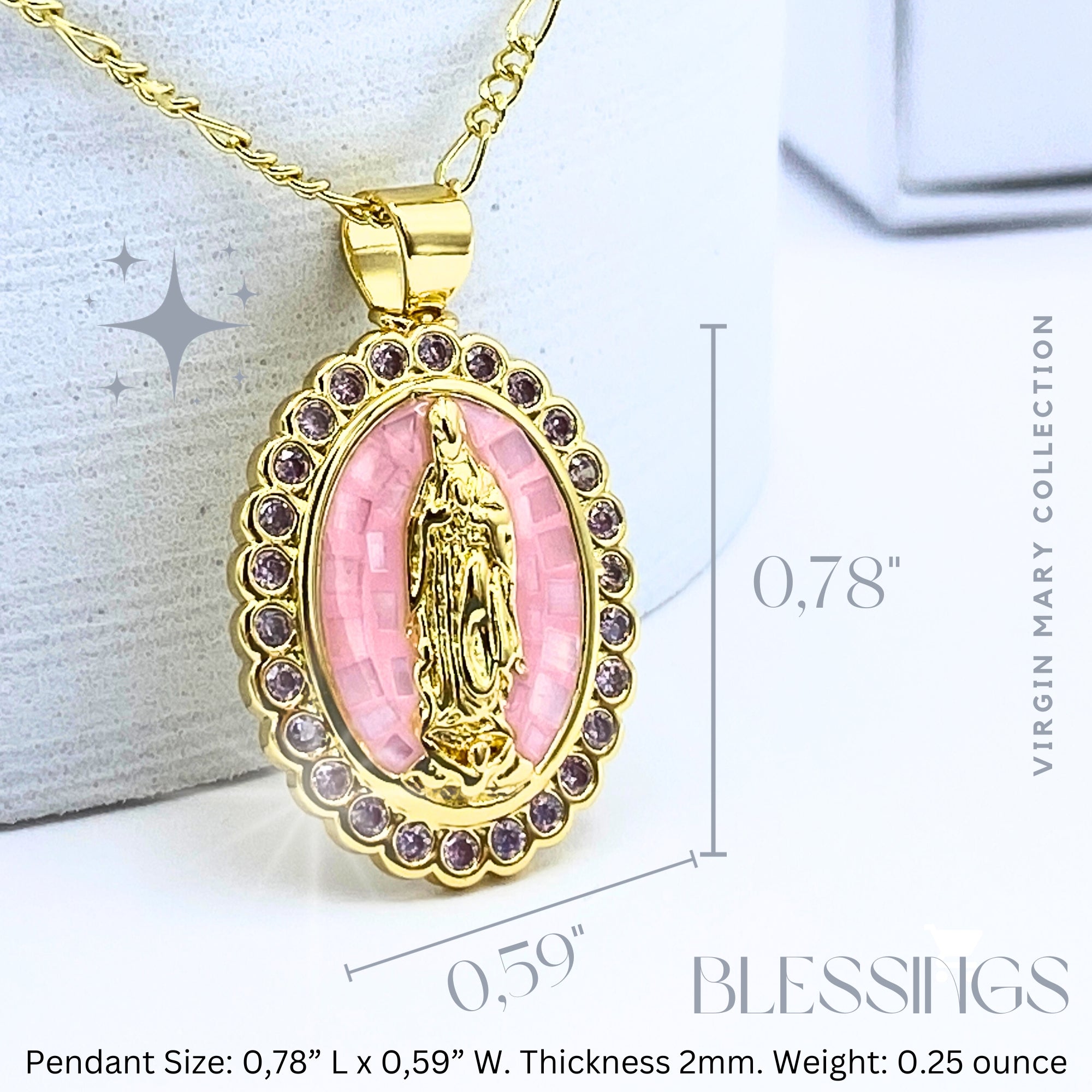 Virgin Mary Necklace | Mother of pearl